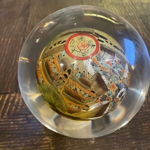 Rare Vintage Chinese Paperweight  - Handpainted Center Glass Globe
